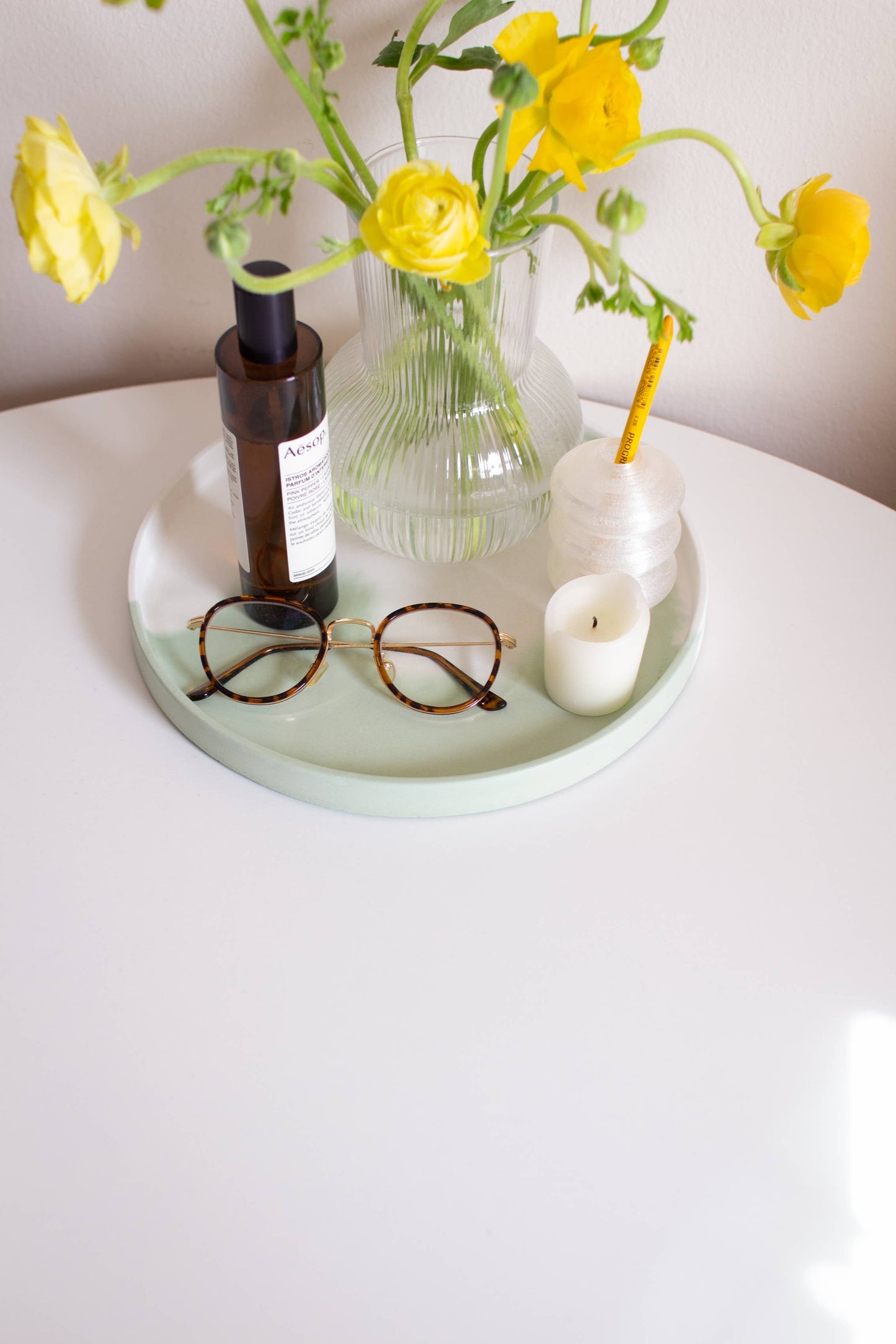 Concrete Large Catchall Tray - Green Aurora