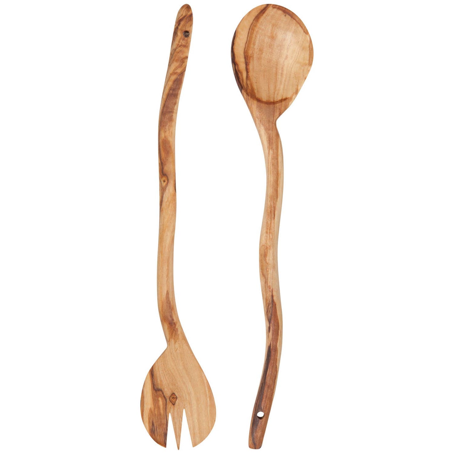 Olive Wood Wavy Salad Servers-Set of 2