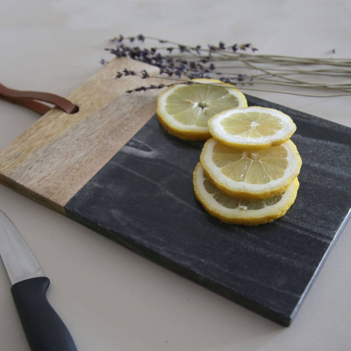 Black Marble Wood Square Cutting Board -Small